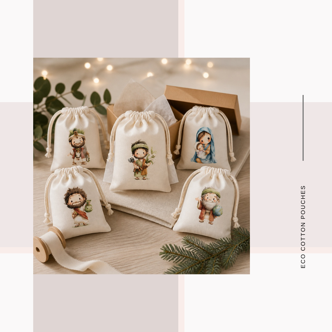 Cotton Cloth Whimsical X-mas Pouches