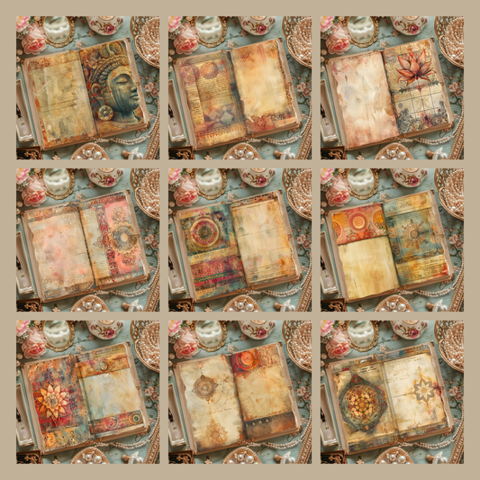 Illustrated Junk Journal Horizontal Pages Artisan Mandala