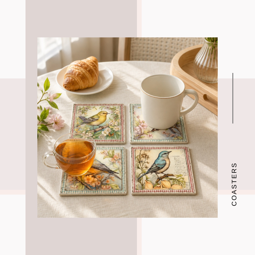 Shabby Chic Floral Art Coaster