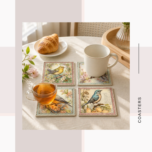 Shabby Chic Floral Art Coaster