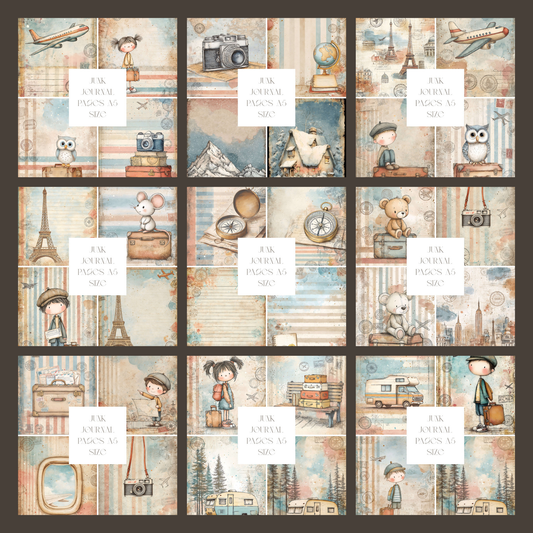 Illustrated Junk Journal Pages Travel