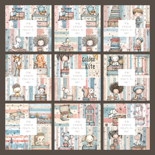 Illustrated Junk Journal Pages Pastel Lines