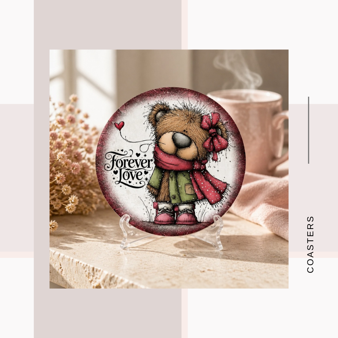Teddy Bear Round Coasters