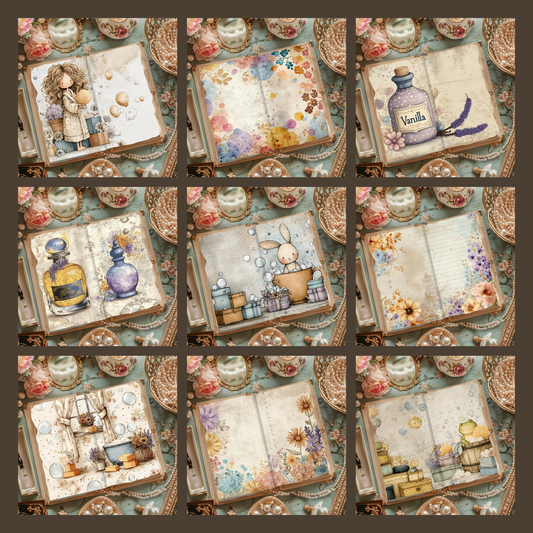 Illustrated Junk Journal Horizontal Pages Laundry