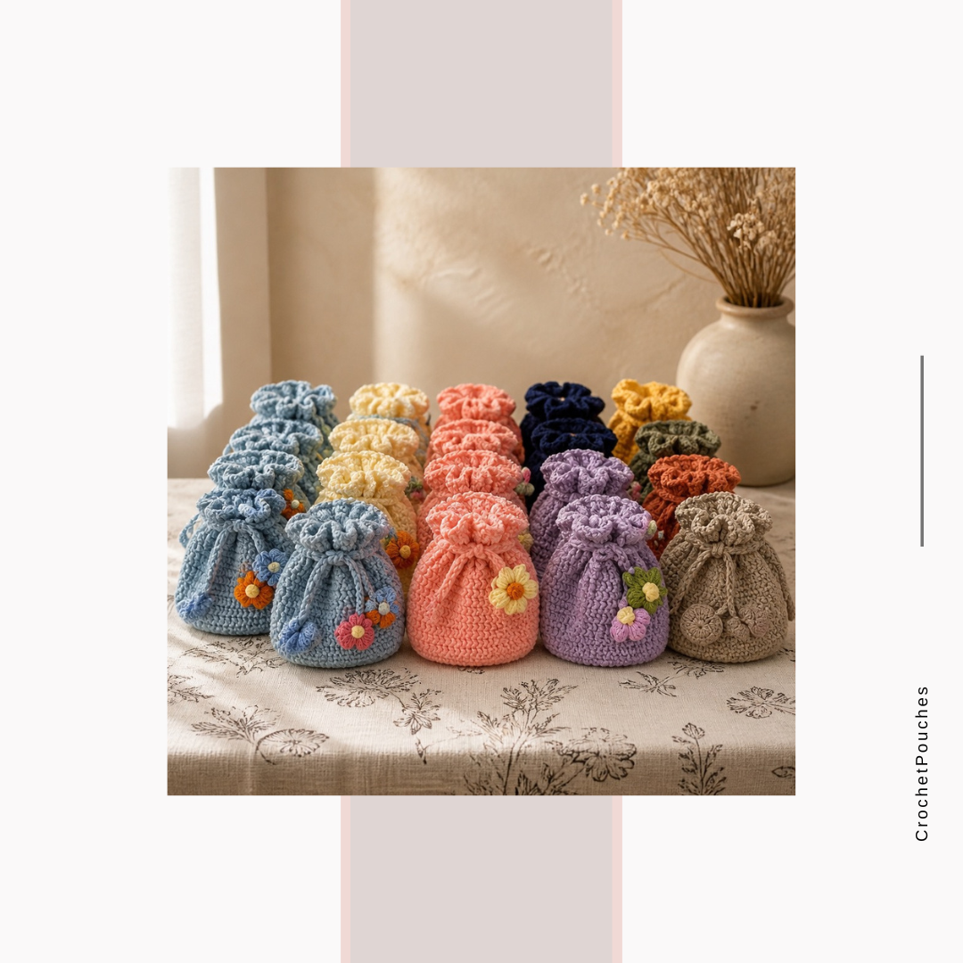 Handmade Crochet Bags (Set of 6)