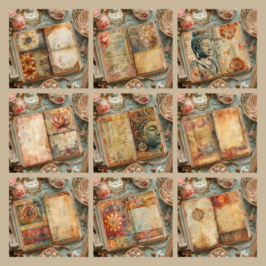 Illustrated Junk Journal Horizontal Pages Artisan Mandala