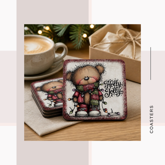 Teddy Bear Square Coasters