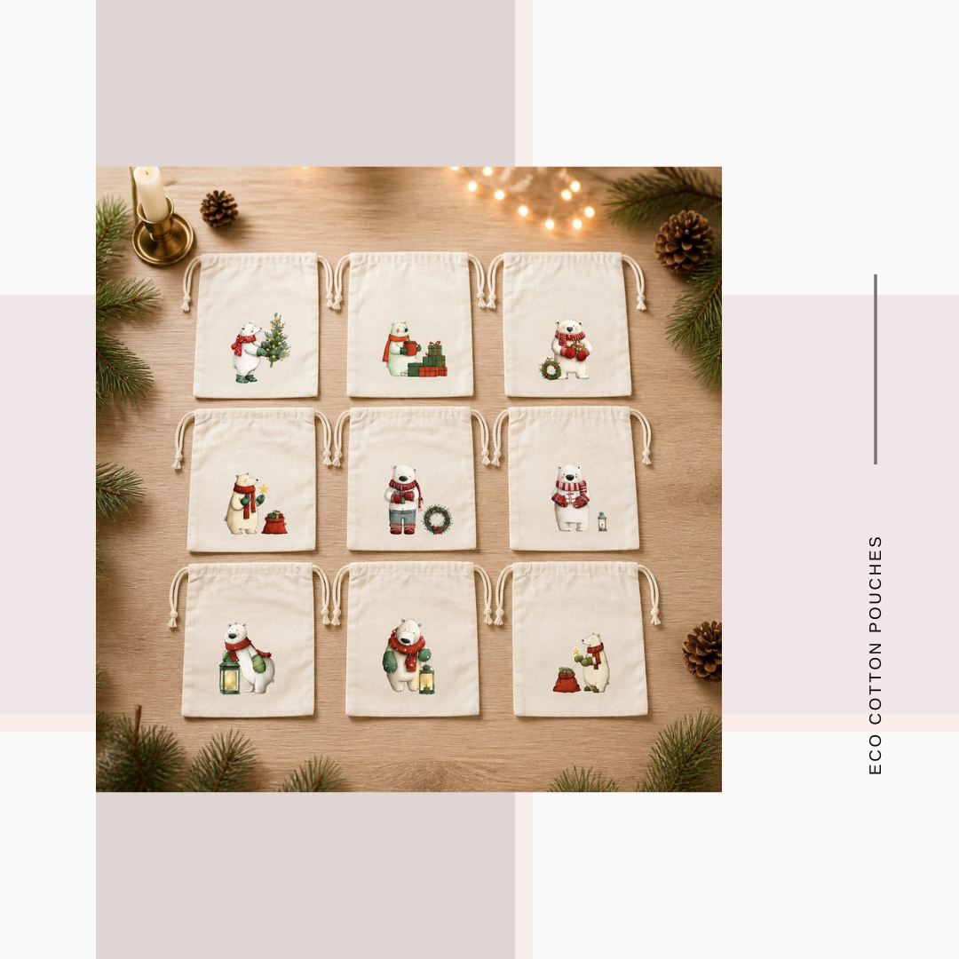 Cotton Cloth Panda / Polar Bear Pouches