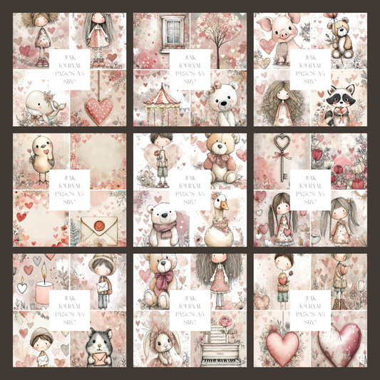 Illustrated Junk Journal Pages Valentines