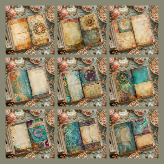 Illustrated Junk Journal Horizontal Pages Mandala