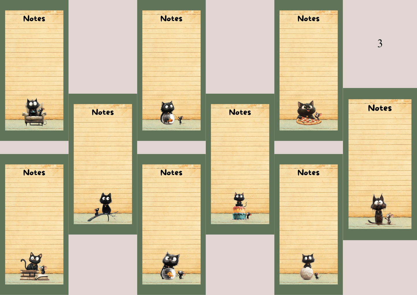 Illustrated Notepads Long (Set of 6)