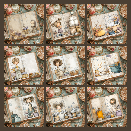 Illustrated Junk Journal Horizontal Pages Laundry