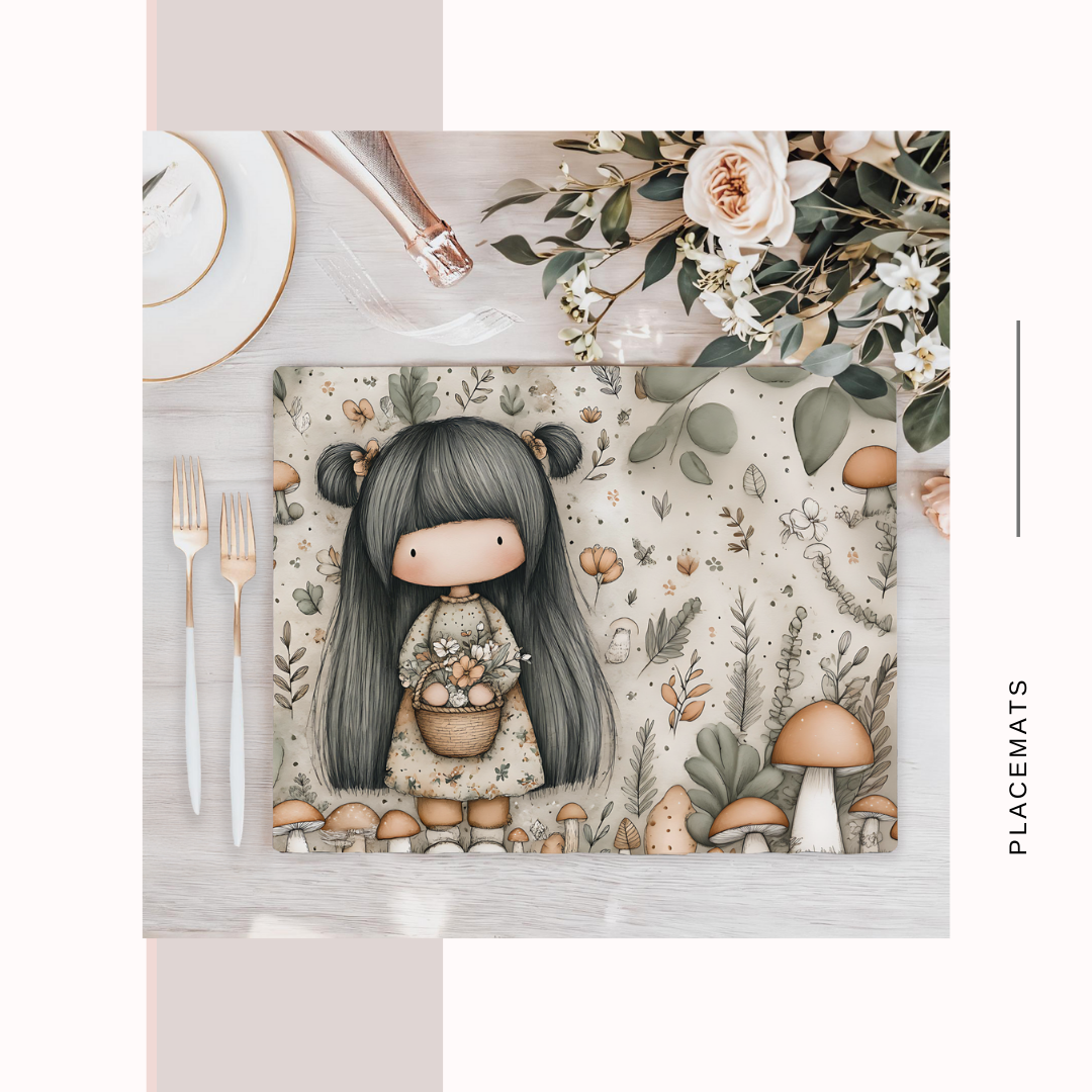 Wooden Placemats – (Set of 6) Mushroom Forest