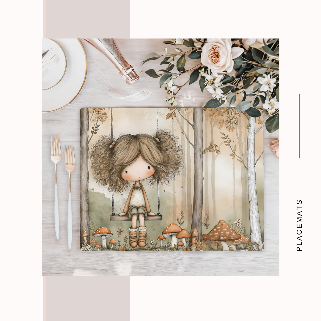 Wooden Placemats – (Set of 6) Mushroom Forest