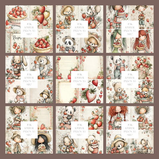 Illustrated Junk Journal Pages Strawberry