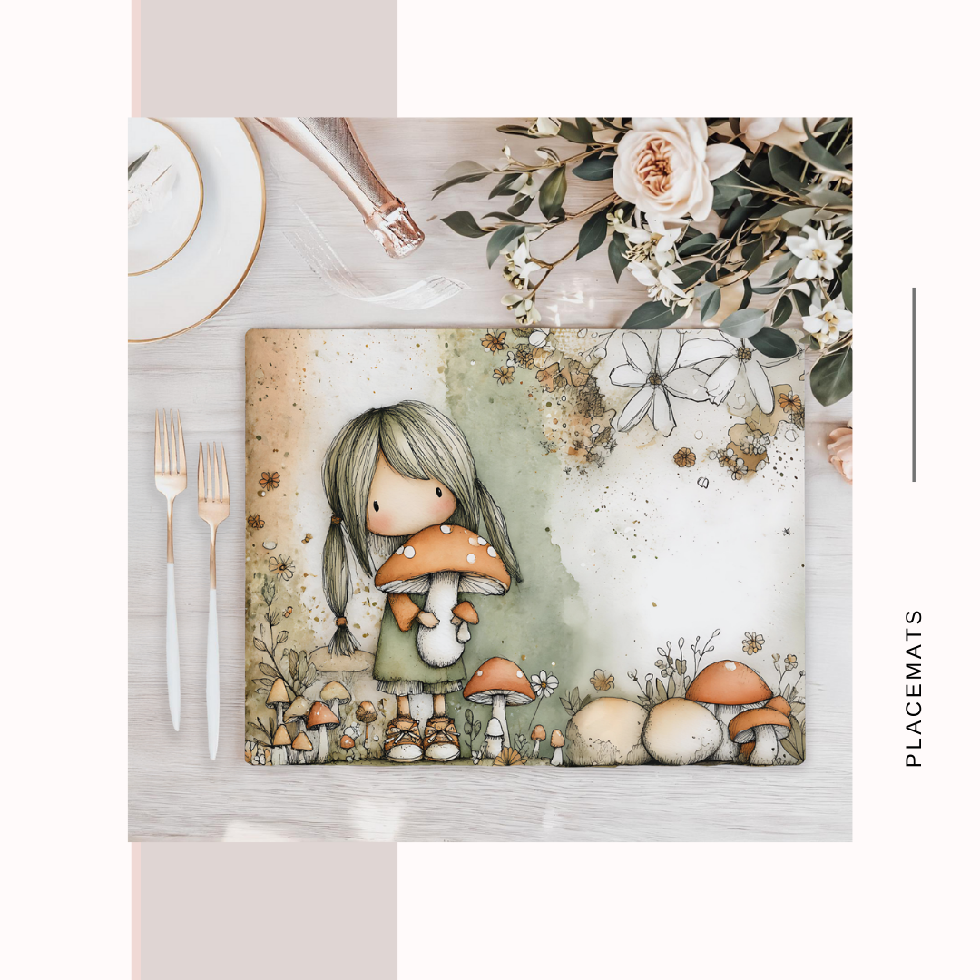 Wooden Placemats – (Set of 6) Mushroom Forest