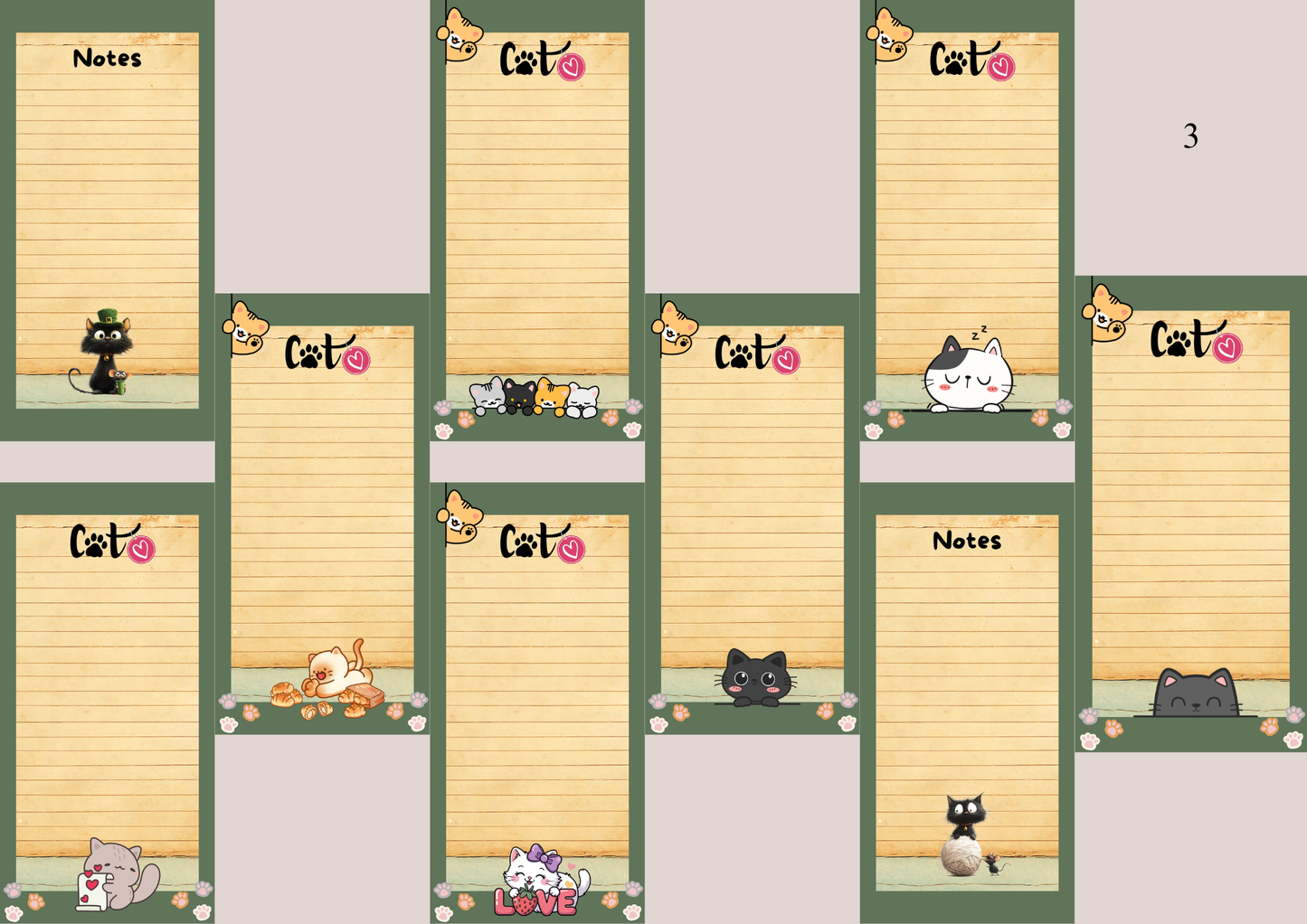 Illustrated Notepads Long (Set of 6)