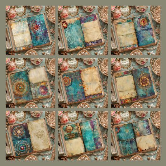 Illustrated Junk Journal Horizontal Pages Mandala