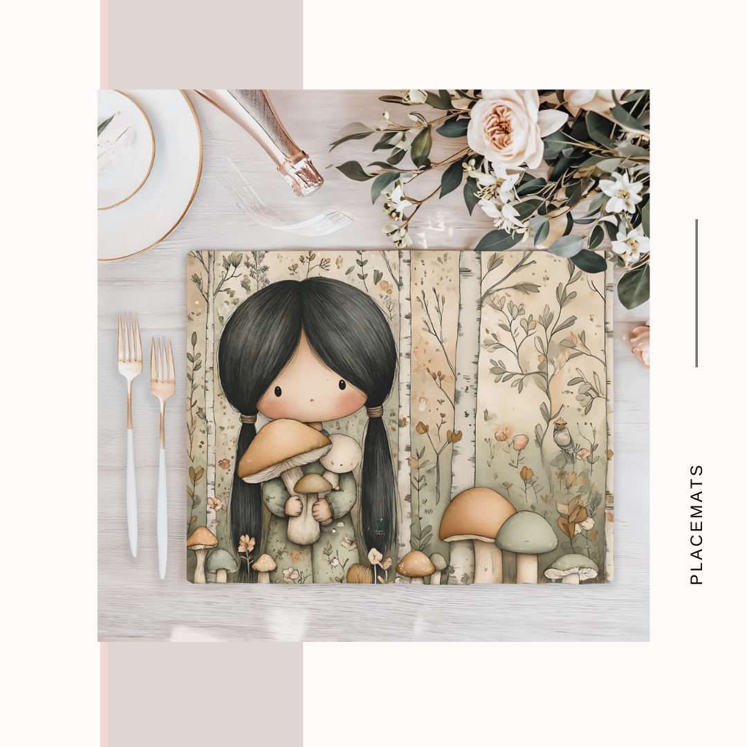 Wooden Placemats – (Set of 6) Mushroom Forest