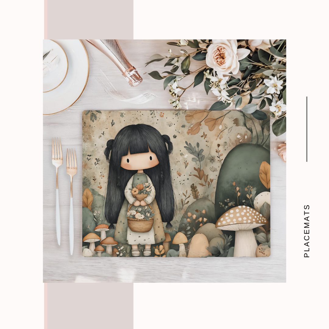 Wooden Placemats – (Set of 6) Mushroom Forest