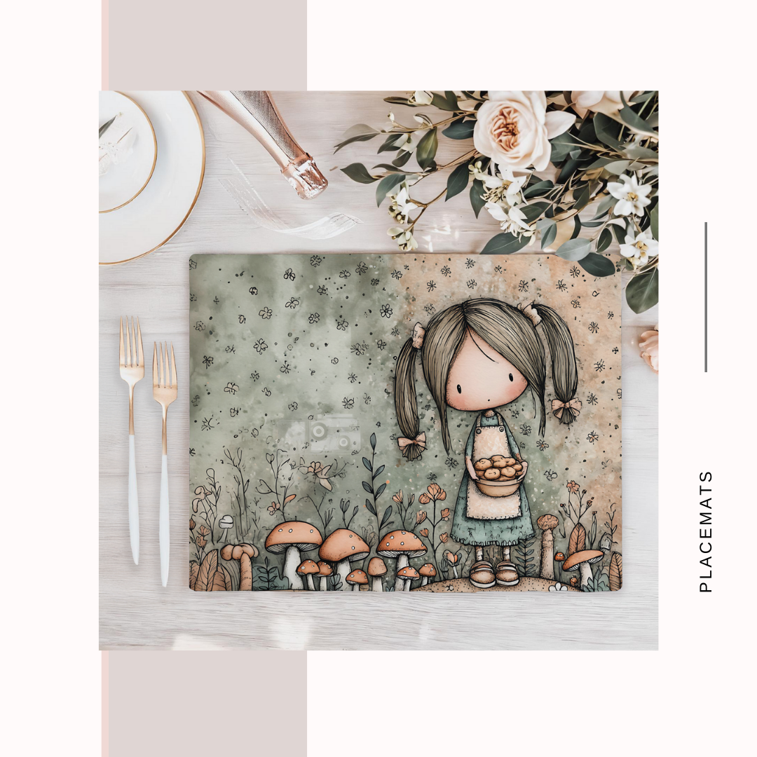 Wooden Placemats – (Set of 6) Mushroom Forest