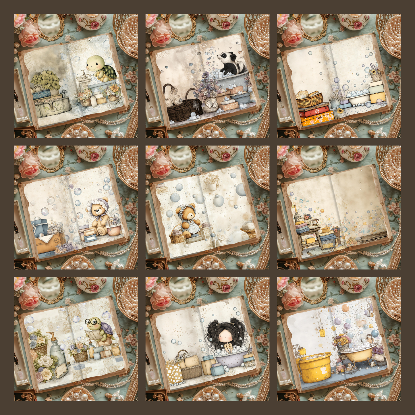 Illustrated Junk Journal Horizontal Pages Laundry