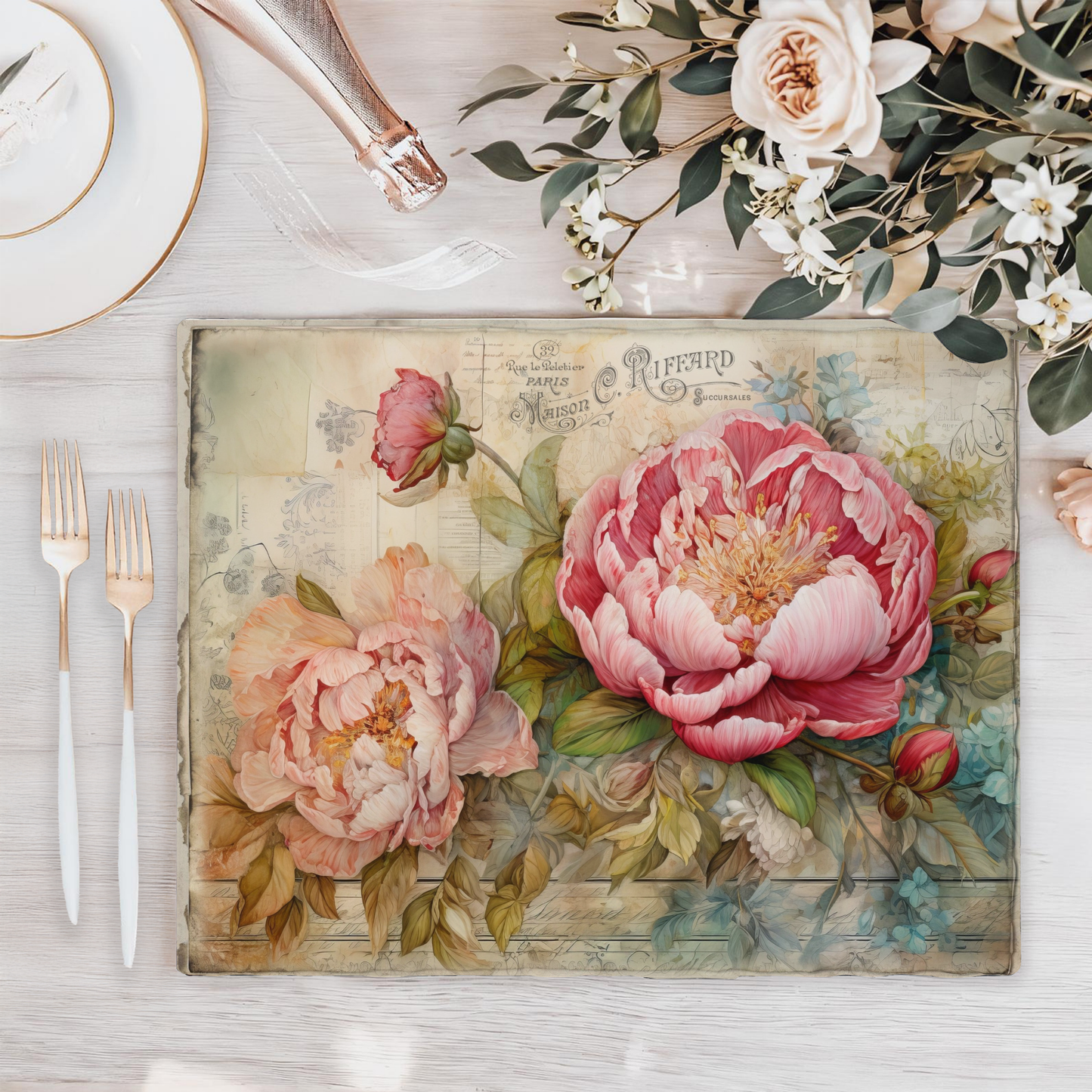 Wooden Placemats – (Set of 6) Vintage and Shabby Chic