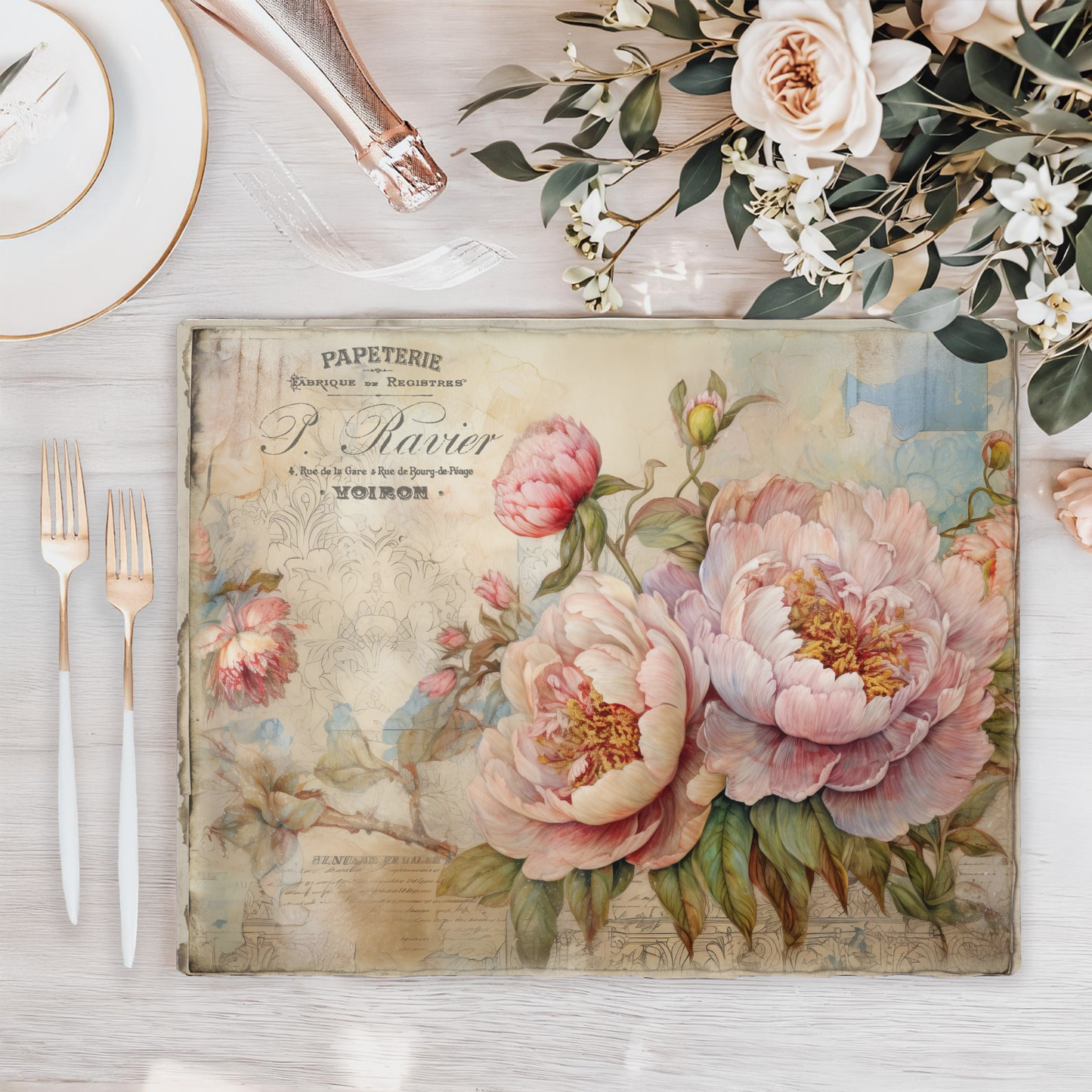 Wooden Placemats – (Set of 6) Vintage and Shabby Chic