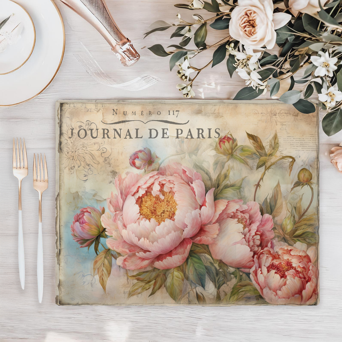 Wooden Placemats – (Set of 6) Vintage and Shabby Chic