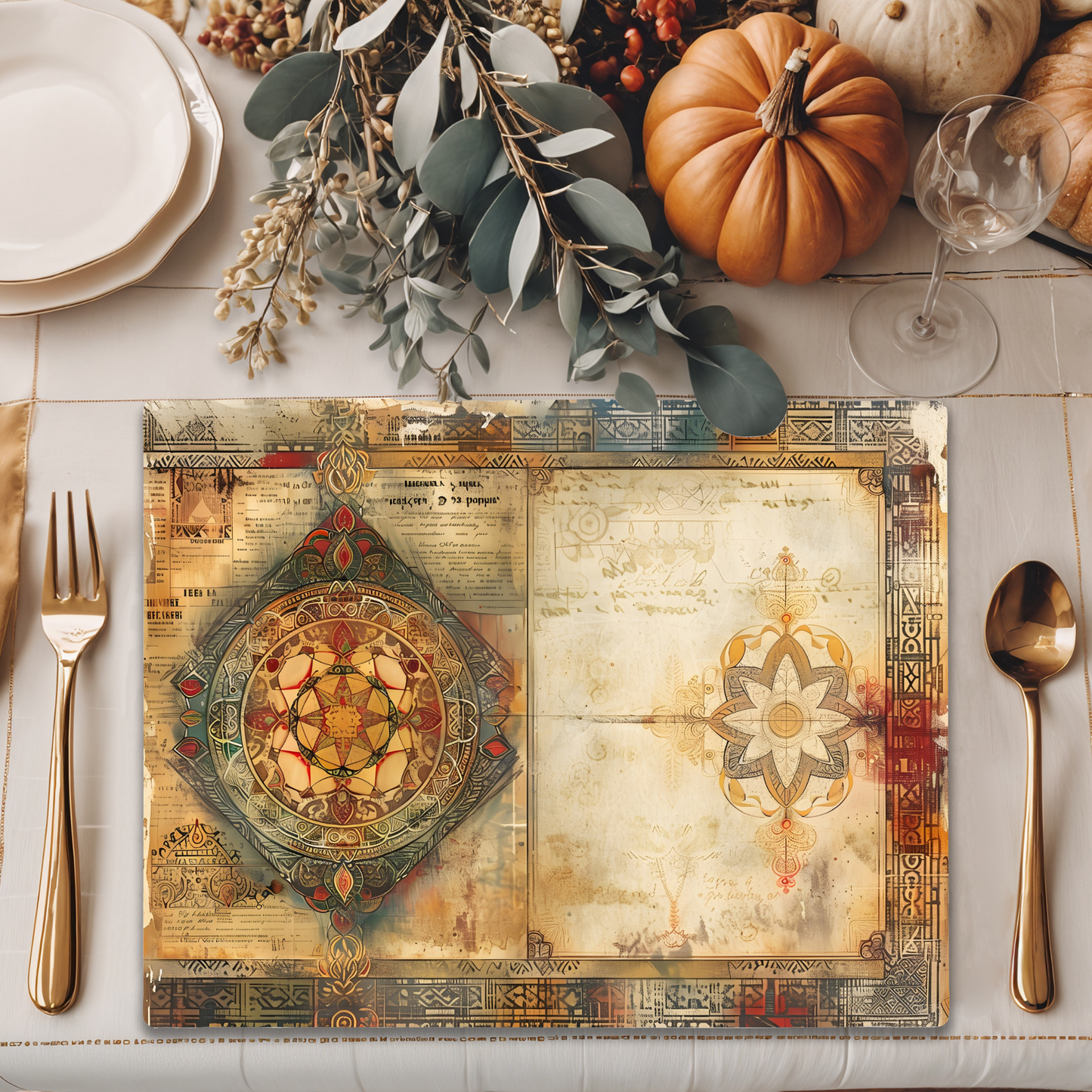 Wooden Placemats – (Set of 6) Artisan Mandala