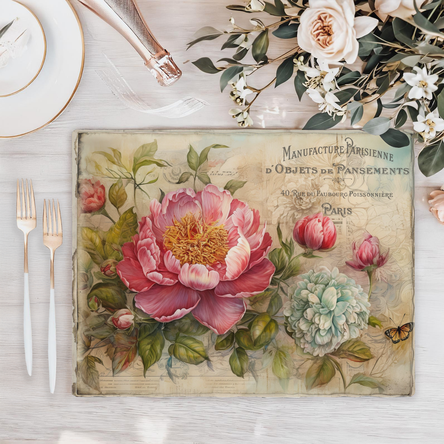 Wooden Placemats – (Set of 6) Vintage and Shabby Chic