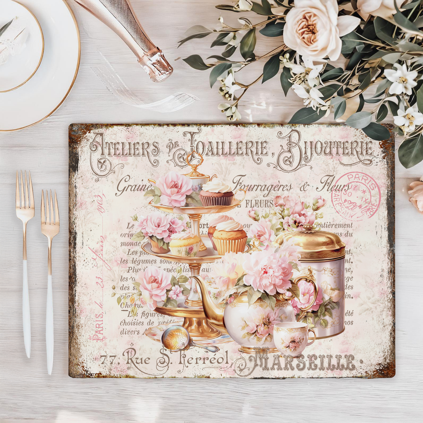 Wooden Placemats – (Set of 6) Vintage and Shabby Chic