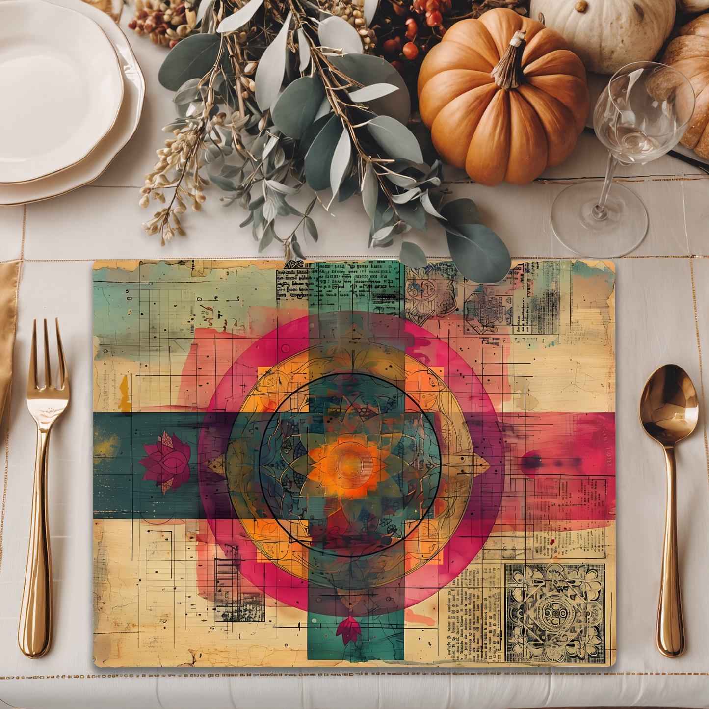 Wooden Placemats – (Set of 6) Artistic Table