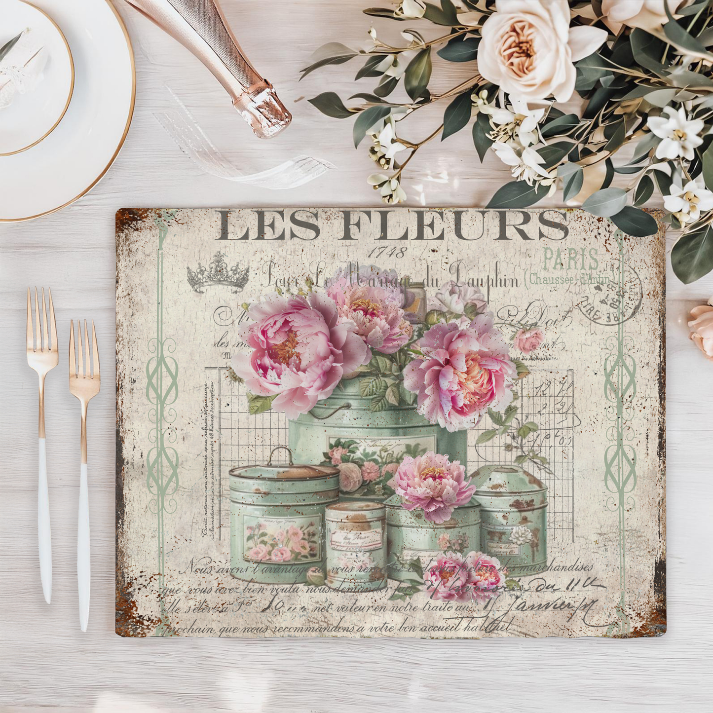 Wooden Placemats – (Set of 6) Vintage and Shabby Chic