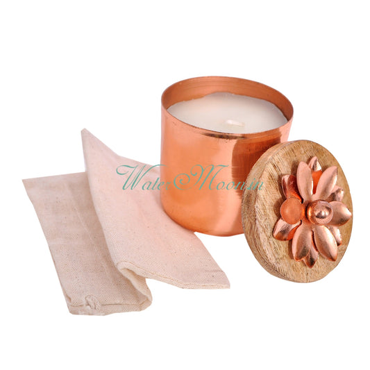 Sacred Space Candle Rose Gold With Wooden Lid